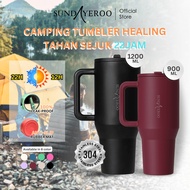 SUNDAYEROO 900ML Tumbler Camping Tahan Sejuk Bottle 22Jam Leak Proof Stainless Steel Tumbler with Ha