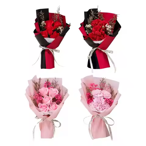 Scented Soap Flower Bouquet 11.8x7inch Realistic Valentines Day Gift Anniversary Gift Decoration for