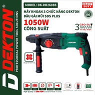 DEKTON 3-Function Concrete Drill Model DK-RH2603B 1050W - 3,2J Pedal Force - Drill Bit and Chisel In