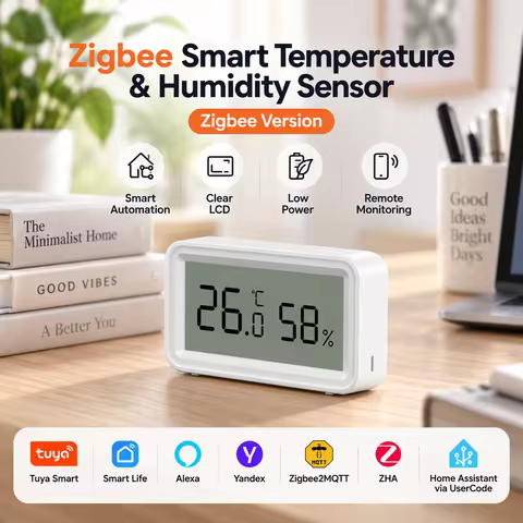 Tuya Zigbee Temperature Humidity Sensor Zigbee Gateway Required APP Remote Control Support Yandex Zi