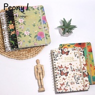 PEONY1 2026 Planner, Agenda Jan.2026 - Dec.2026 Calendar 2026, Weekly and Monthly A5 Monthly Tabs Co