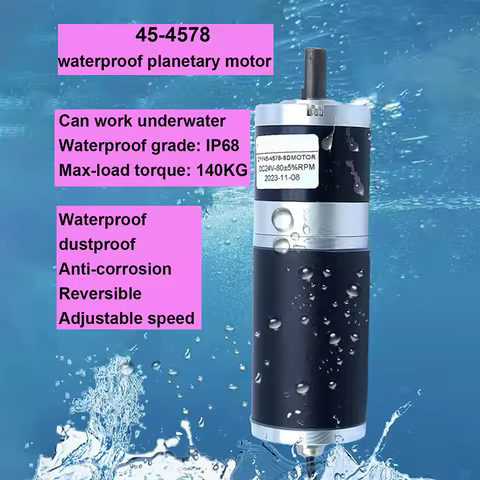 140kgf.cm 45mm 12V 24V Planetary Brushed Deceleration IP68 Waterproof DC motor forward and reverse s