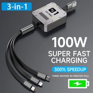 3 IN 1 Fast Charging Cable 1.2M 100W Type-C Data Transmission Line Micro USB Compatible With Phone P
