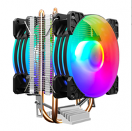 Others - COOLMOON寒霜P2雙銅管CPU風扇 台式電腦發光靜音AMD風冷cpu散熱器（寒霜P22魔月版【雙風扇】）