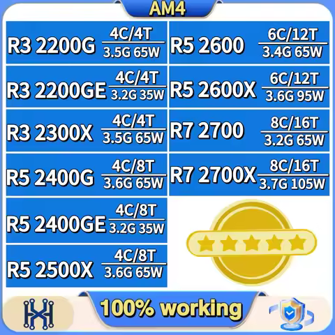 Ryzen 3 R3 2200G 2200GE 2300X Ryzen 5 R5 2400G 2400GE 2500X 2600 2600X Ryzen 7 R7 2700 2700X for AM4
