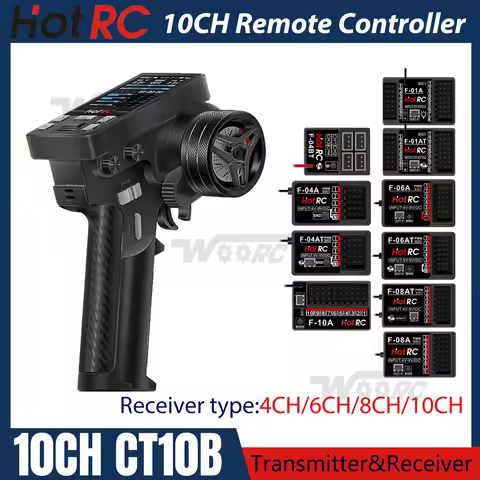 HOTRC CT-10B CT10B 10CH Transmitter Remote Controller 2.4Ghz Radio For RC Model Car Boat Aircraft Qu