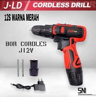 Mesin Bor Baterai JLD Cordless Drill Fullset 12V 1A Merah 1 Baterai BISA COD Mesin Bor / Impact Drill Mesin bor listrik / Mesin bor maktec / Mesin bor modern / Mesin bor beton / Mesin bor tangan