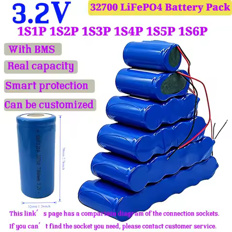 LiFePO4 32700 Rechargeable Battery Pack + BMS 1S1P 3.2V 7Ah-14Ah-21Ah-28Ah-35Ah-42Ah, Electric Boat,