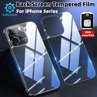 Kingzalin Back Screen Tempered Glass Film For iPhone 15 Pro Max 14 Plus 13 12 Mini Full Coverage Front Screen Protector With Camera Lens Protective Film For iPhone 15 Pro Max