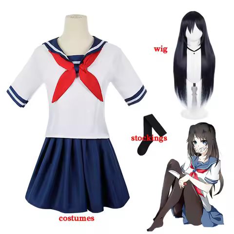 Game Yandere Simulator Ayano Aishi Cosplay Costumes Wig Osana Najimi Girl School JK Uniform Sailor S