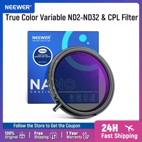 NEEWER 67mm True Colors Variable ND&CPL Filter ND2-ND32 & ND3-64, 2 in 1 Adjustable Limited Neutral 
