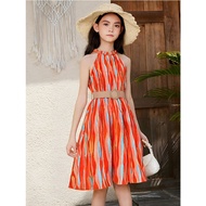 New 2025 Teen Girls Summer Sleeveless Striped Dress Clothing Kids Cotton Casual Sundress For Kids To