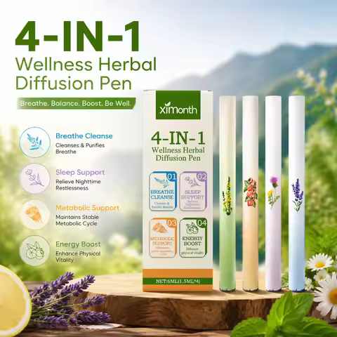 4-In-1 Herbal Essence Diffuser Pen Set Natural Herbal Aromatherapy Pen Clear Breathing Sleep Support