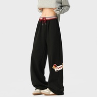 Embroidered Pants Men's American Style Loose Mid-Waist Wide-Leg Pants