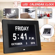 White/black 8Inches Calendar Date Day Time Clock LCD Digital Clock Auto Dimming 8 Languages HD Displ