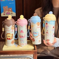 600ml Creative Ice Cream Shaped Botol Air Budak Cute Cartoon High-Value Insulated Tumbler 316 Stainl