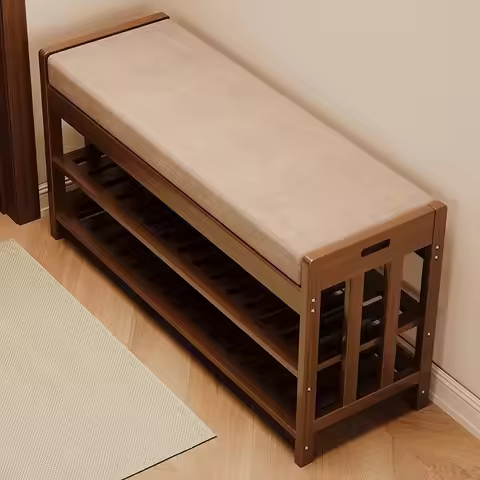 Shoe Rack Entryway Shoe Cabinet Bench Padded Seat Organizer Compact Narrow Shoe Storage Home Hallway