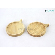 Round wooden coaster with small handle DDNB-LL-01