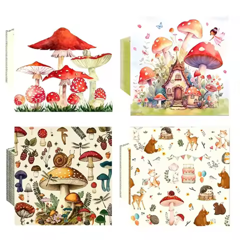 20/40/60pcs Mushroom Paper Napkins Enchanted Forest Fairy Napkins Woodland Napkins Mushroom Party Fo