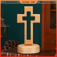 Wooden Cross Statue Hollow Cross Table Altar Christian Religious Home Decor With Stand