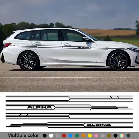 2pcs Car Long Side Stripes Stickers Apply For Bmw Alpina E46 E90 E92 E93 E60 F30 F10 X5 Decor Auto B