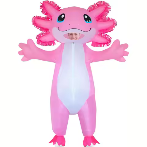 Axolotl Costumes Deluxe Halloween Air Blow up Costume Pink Salamander Inflatable Suit Costumes for A