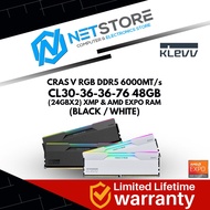 KLEVV CRAS V RGB DDR5 6000MT/s CL30-36-36-76 48GB (24GBX2) XMP & AMD EXPO RAM (BLACK / WHITE)