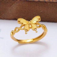 999 Gold plated butterfly adjustable copper ring