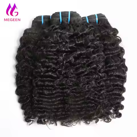 Megeen 1B Natural Black Burmese Curly 15A Unprocessed Virgin Bundles Human Hair Raw 1/3/4 Bundles De