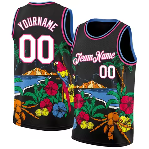 Customized Name Numbers Pattern Tank Tops Men Hawaiian Fruit Coconut Tree Basketball 3D Print Tees S