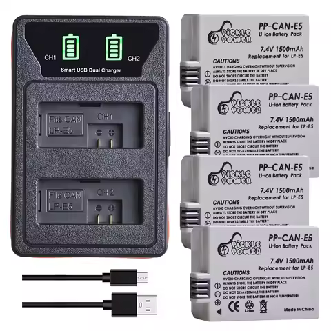 Pickle Power 1500mAh Battery For Canon EOS Rebel XS,Rebel T1i,Rebel XSi 1000D 450D,Kiss X3,X2,FLP-E5