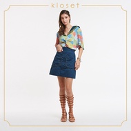 KLOSET Mini Skirt With Detail (SS20-S002) กระโปรงสั้นแต่งดีเทลเชือกปากกระเป๋า