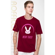 MERAH Maroon Red T-shirt Dva Bunny Logo Overwatch 02