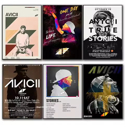 Inspired Avicii DJ Music Modern Retro Art Poster Canvas Painting Wall Prints Picture for Living Room