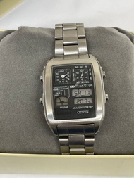 [美品] 經典復刻電子腕錶 citizen ANA-DIGI-TEMP 男士手錶 石英 鬧鐘計時  星辰