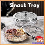 SG Sealed Rotating Snack Fruit Plate Dry Fruit Plate With Lid Dry Fruit Plate Transparent Partition 