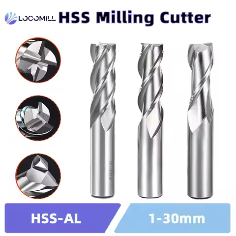 LOCO High Precision HSS Co8 Cobalt End Mills D1-32mm 2 3 4 Flutes Teeth Aluminum Milling Tool Key Se