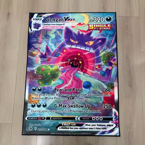 Anime Pokemon Gengar VMax Design Rug Bedroom Living Room Non-slip Decorative Floor Mat Collection Bi