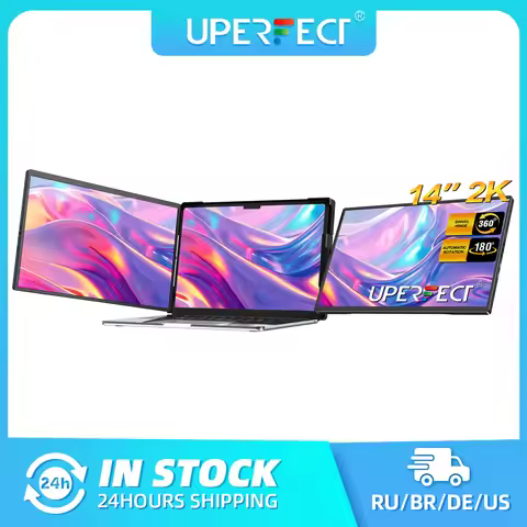 UPERFECT Laptop Screen Extender 2K 14" 360° Unique Swivel Hinge Triple Monitor 1440P IPS Portable Du
