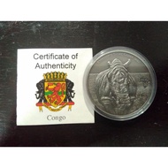 Antique African Ounce Rhinoceros 2012 Congo 1000 Francs 1 oz .999 Ag Silver Coin 1oz