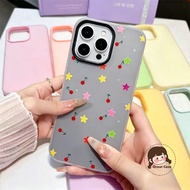 Cartoon Dopamine Star Cherry Solid Color Phone Case For Samsung Galaxy S22 S24 Plus Ultra FE M12 F12