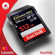 SanDisk Extreme PRO SD CARD 512GB SDXC ความเร็ว อ่าน 170MB/s เขียน 100MB/s (SDSDXXY_512G_GN4IN) เมมโมรี่ การ์ด แซนดิส ประกัน Lifetime ปี โดย Synnex (สีดำ) สำหรับ กล้อง ถ่ายถาพ ถ่ายรูป DSLR ขนาดกลาง ถ่าย 4K 60fps