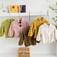 Kids fleece coat Baby girl candy-colored warm coat Boy zip-up top 1-6 Years