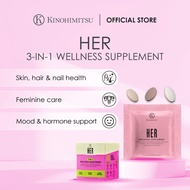 Kinohimitsu 3-in-1 supplement Her 14's - Visuals of a radiant woman, capturing the energy of Balance