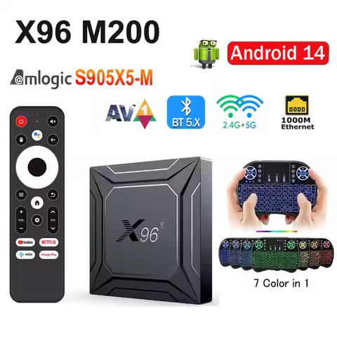 X96 M200 Android 14 TV BOX 4GB 64GB 6nm Amlogic S905X5-M 1000M LAN AV1 BT5.X 2.4G 5G Dual Wifi Media
