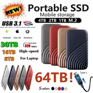 Portable SSD 1TB Portable HD External USB3.1 2TB 4TB 8TB External Hard Disk Type-C 16TB Flash Hard Drive For Laptop SSD Notebook