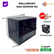 Wallmount Rack Server 9U / Rak Server Ukuran 9U Single Glass Door Network Cabinet