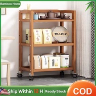 Moving Rack Portable Storage Rack Food Cart Rolling Cart Shelf With Wheels Wooden Rack Shelf With Mo