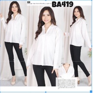 KEMEJA Shirt CasualWanita Long-sleeved shirt made of white crepe material Z4E9 multifunctional soft 
