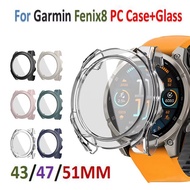 Shell +Glass Film Protective Case for Garmin Fenix 8 Cover 43/47/51MM Smart Bracelet Frame for Garmi